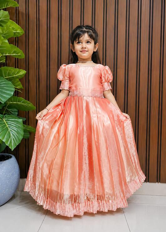 kids gown  jimmy choo silk Orange Baby clothes supplier